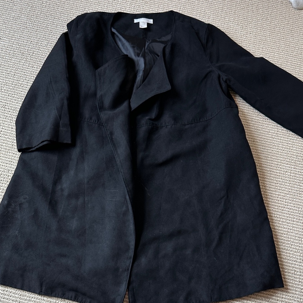 H&M Black Trench Coat - Minimal Open Front